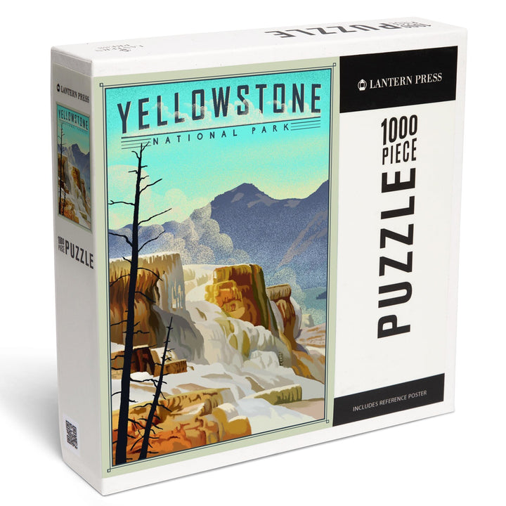 Yellowstone National Park, Mammoth Hot Springs, Lithograph National Park Series, Jigsaw Puzzle Puzzle Lantern Press 
