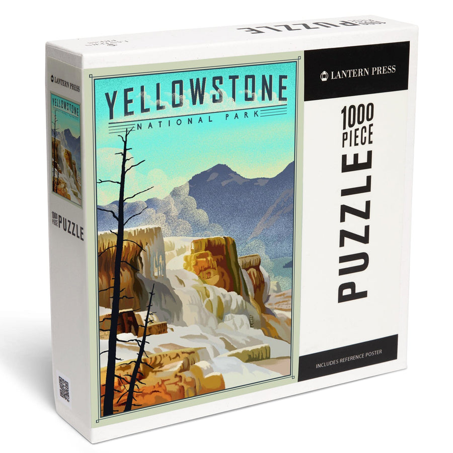 Yellowstone National Park, Mammoth Hot Springs, Lithograph National Park Series, Jigsaw Puzzle Puzzle Lantern Press 