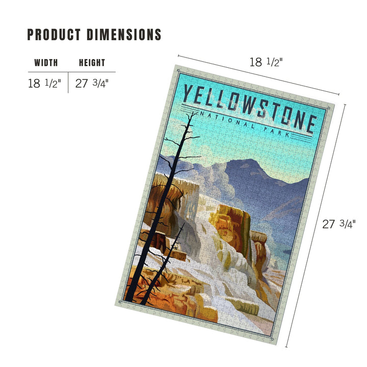 Yellowstone National Park, Mammoth Hot Springs, Lithograph National Park Series, Jigsaw Puzzle Puzzle Lantern Press 