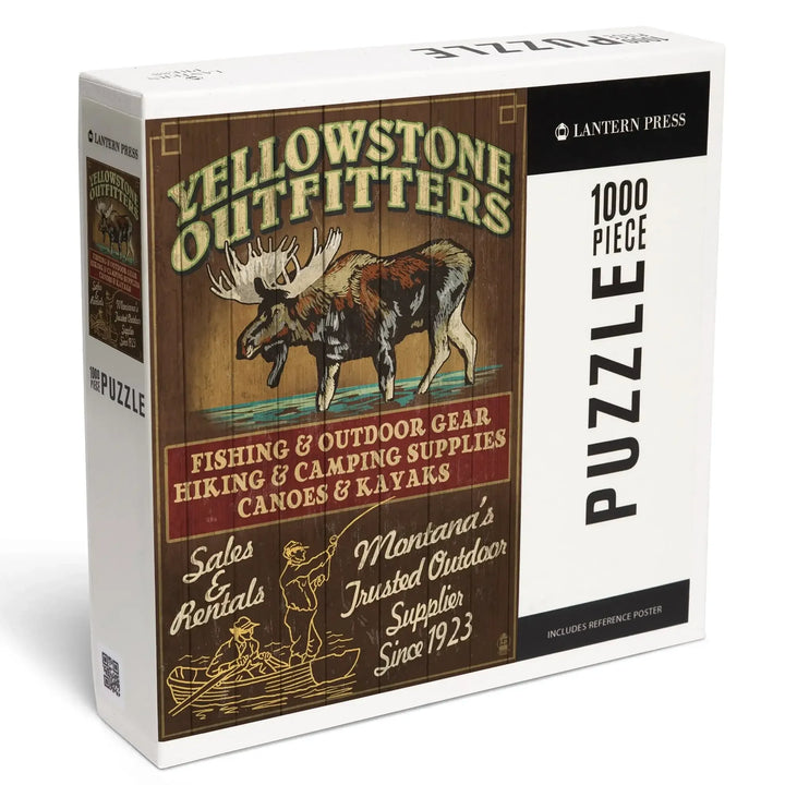 Yellowstone National Park, Montana, Moose Outfitters Vintage Sign, Jigsaw Puzzle Puzzle Lantern Press 