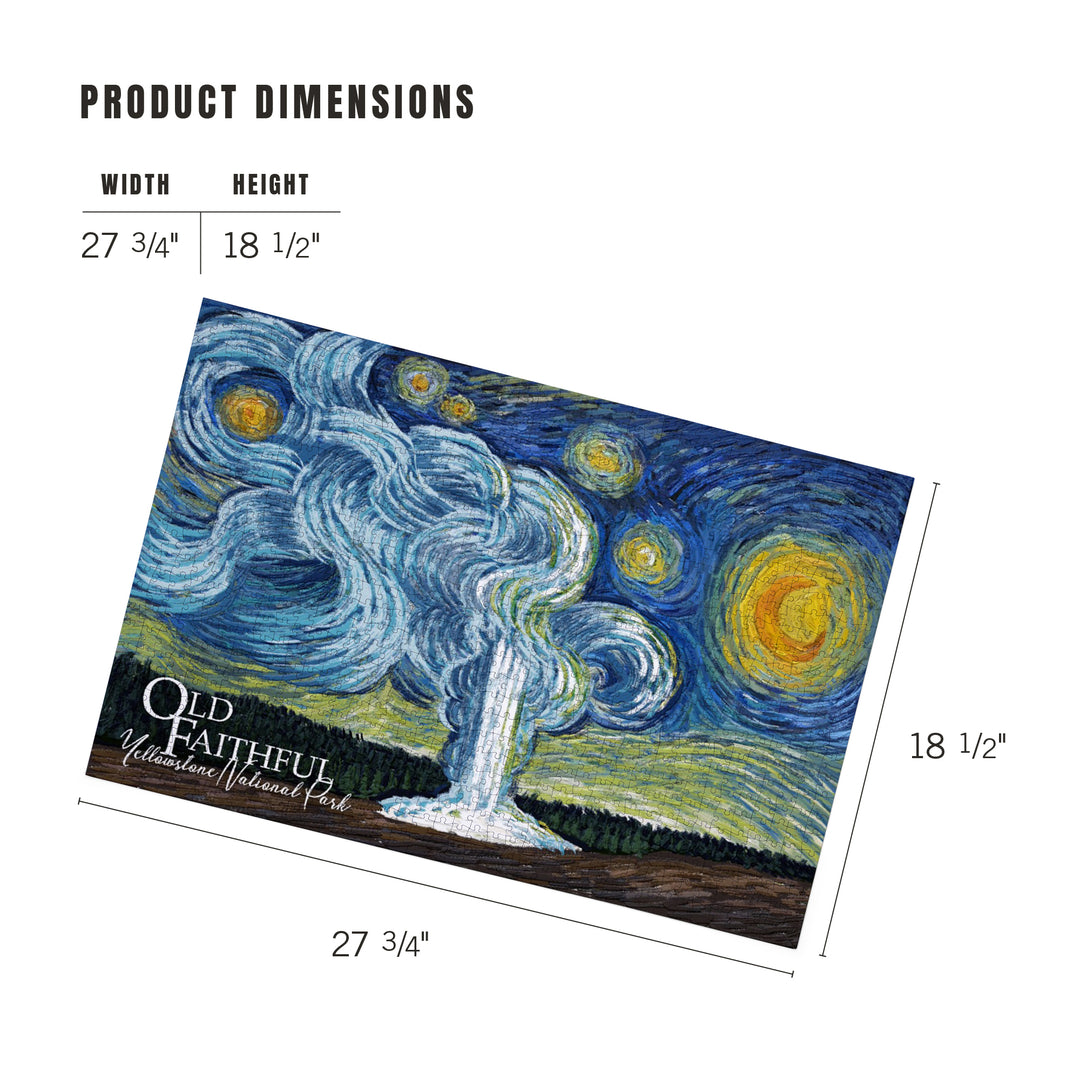 Yellowstone National Park, Old Faithful, Starry Night National Park Series, Jigsaw Puzzle Puzzle Lantern Press 