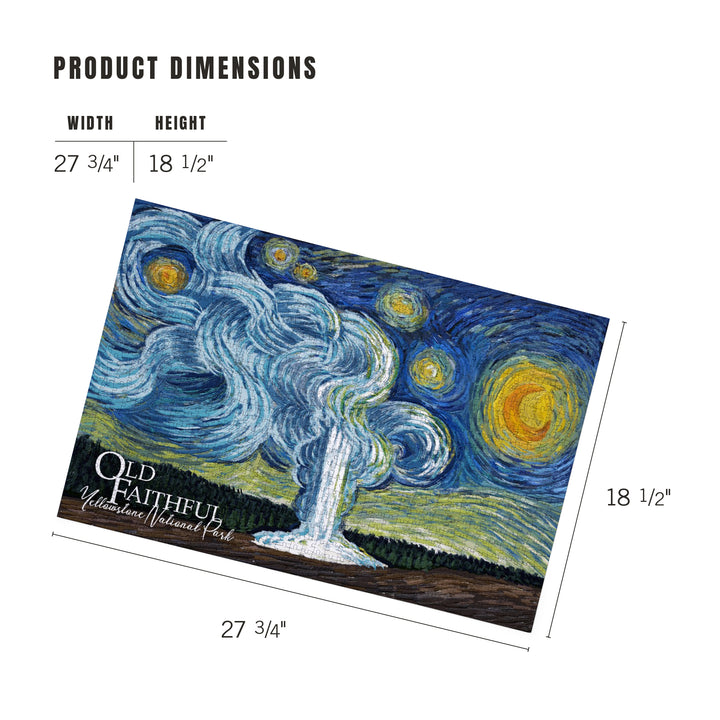 Yellowstone National Park, Old Faithful, Starry Night National Park Series, Jigsaw Puzzle Puzzle Lantern Press 
