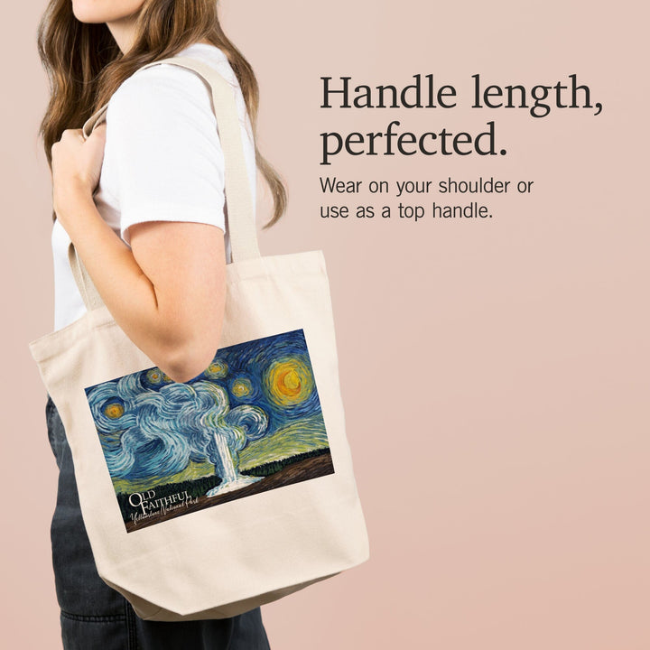 Yellowstone National Park, Old Faithful, Starry Night National Park Series, Tote Bag Totes Lantern Press 