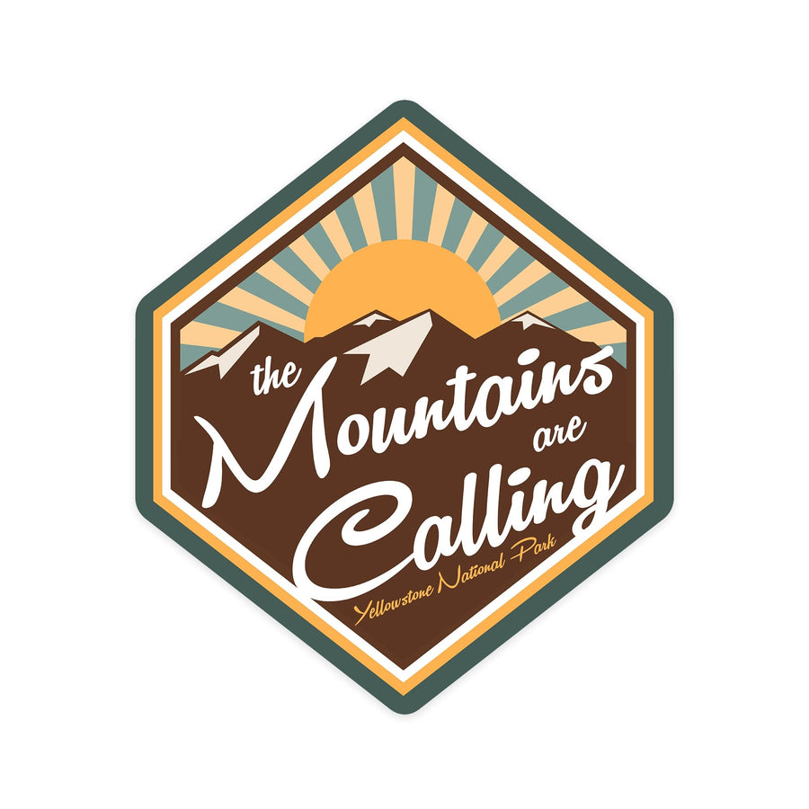 Yellowstone National Park, The Mountains are Calling, Contour, Vinyl Sticker Sticker Lantern Press 