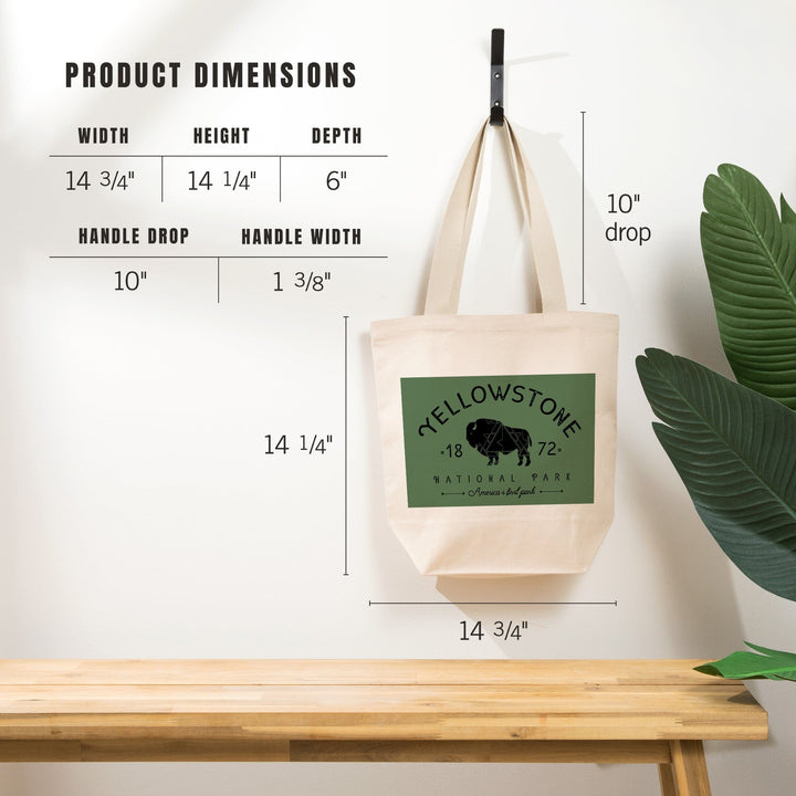 Yellowstone National Park, WY, Buffalo, , Geometric, Tote Bag Totes Lantern Press 