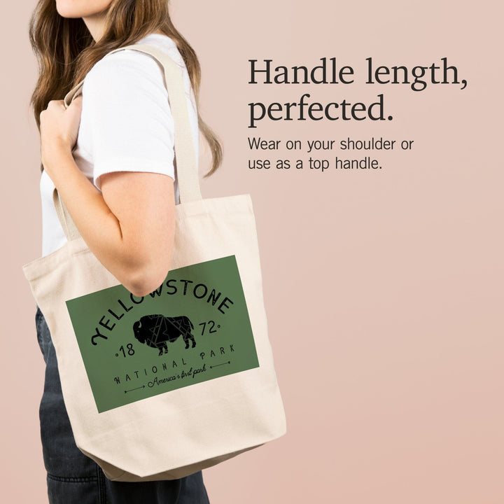 Yellowstone National Park, WY, Buffalo, , Geometric, Tote Bag Totes Lantern Press 