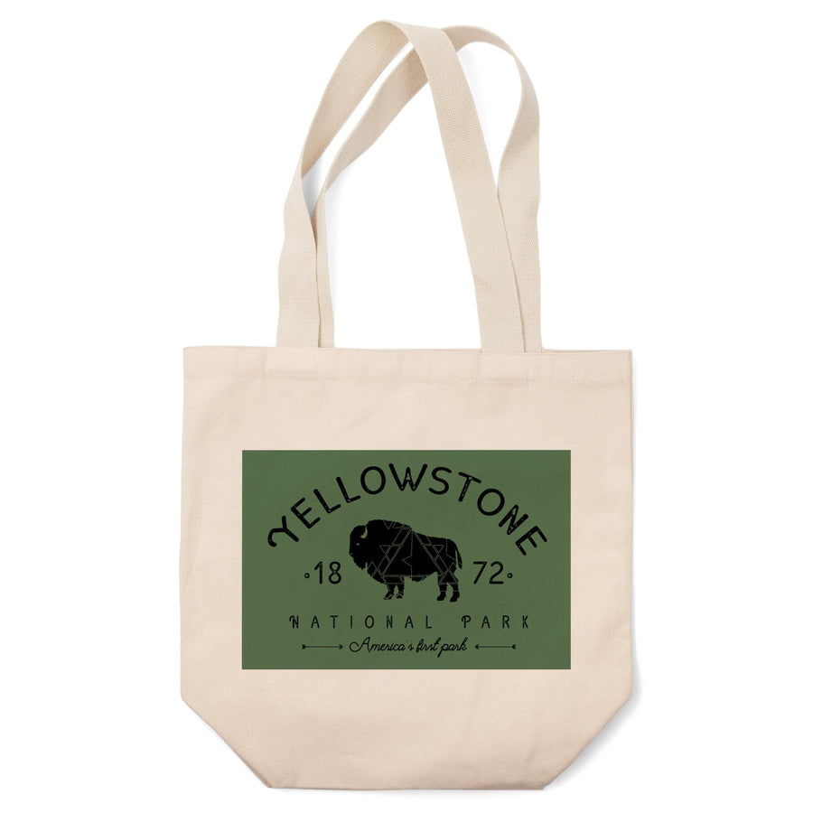 Yellowstone National Park, WY, Buffalo, , Geometric, Tote Bag Totes Lantern Press 