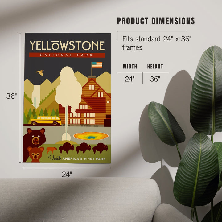 Yellowstone National Park, WY, Geometric, Art & Giclee Prints Art Lantern Press 