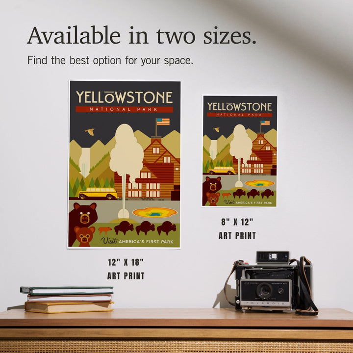 Yellowstone National Park, WY, Geometric, Art & Giclee Prints Art Lantern Press 