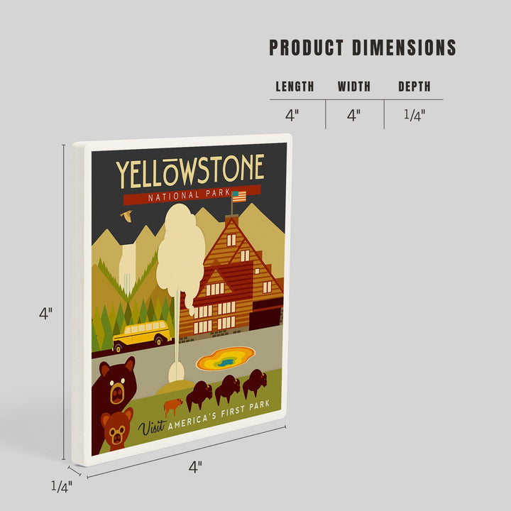 Yellowstone National Park, WY, Geometric, Coasters Coasters Lantern Press 