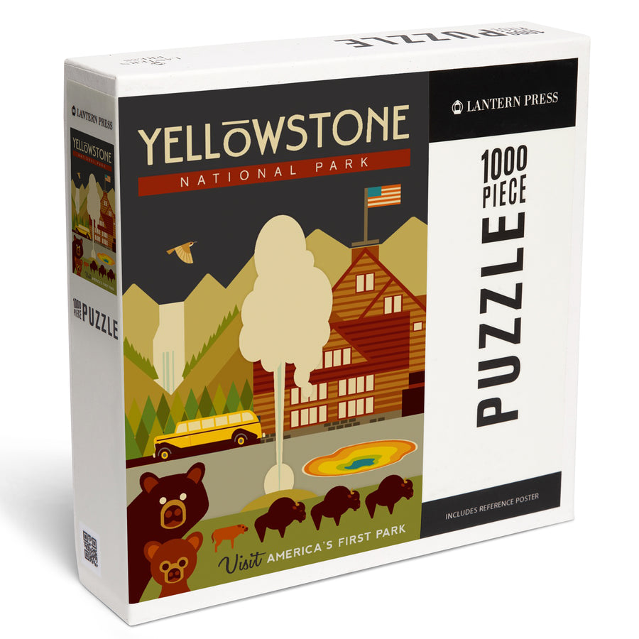 Yellowstone National Park, WY, Geometric, Jigsaw Puzzle Puzzle Lantern Press 