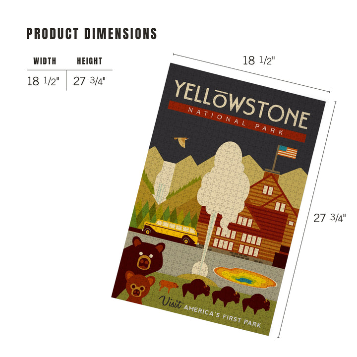 Yellowstone National Park, WY, Geometric, Jigsaw Puzzle Puzzle Lantern Press 