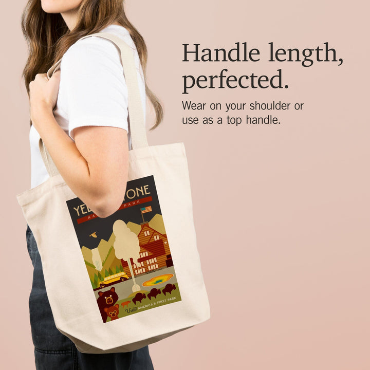 Yellowstone National Park, WY, Geometric, Tote Bag Totes Lantern Press 