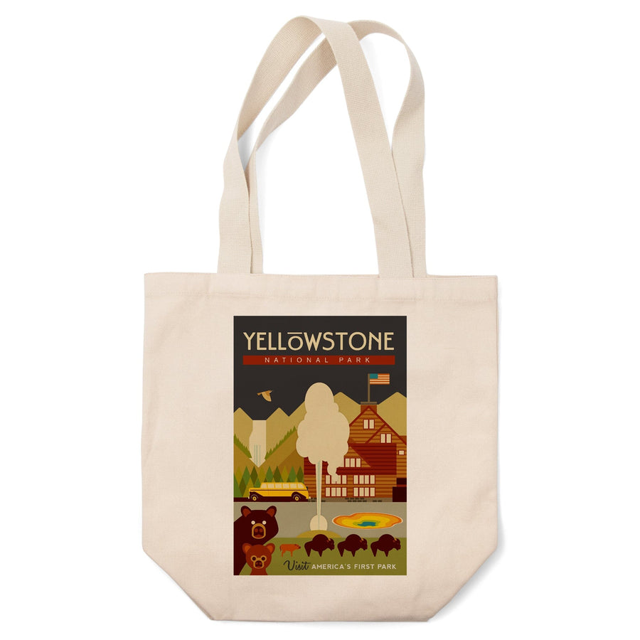 Yellowstone National Park, WY, Geometric, Tote Bag Totes Lantern Press 