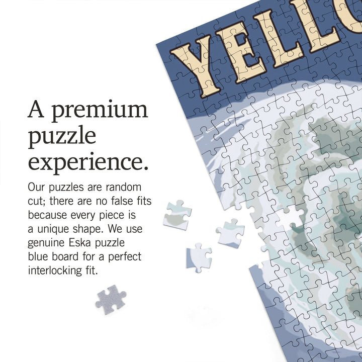 Yellowstone National Park, Wyoming, Bison and Old Faithful, Jigsaw Puzzle Puzzle Lantern Press 
