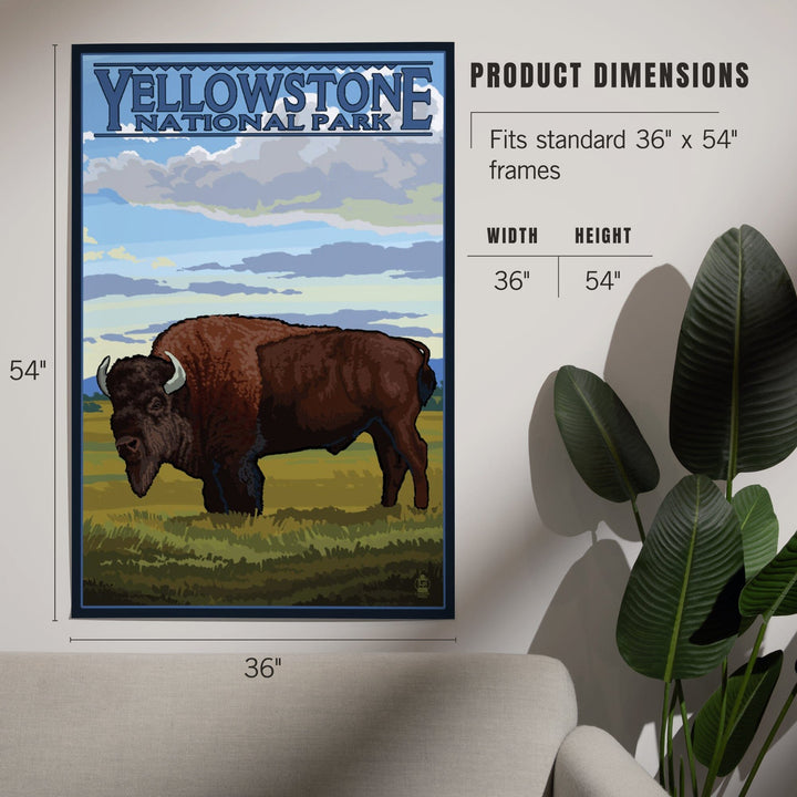 Yellowstone National Park, Wyoming, Bison in Field Scene, Art & Giclee Prints Art Lantern Press 