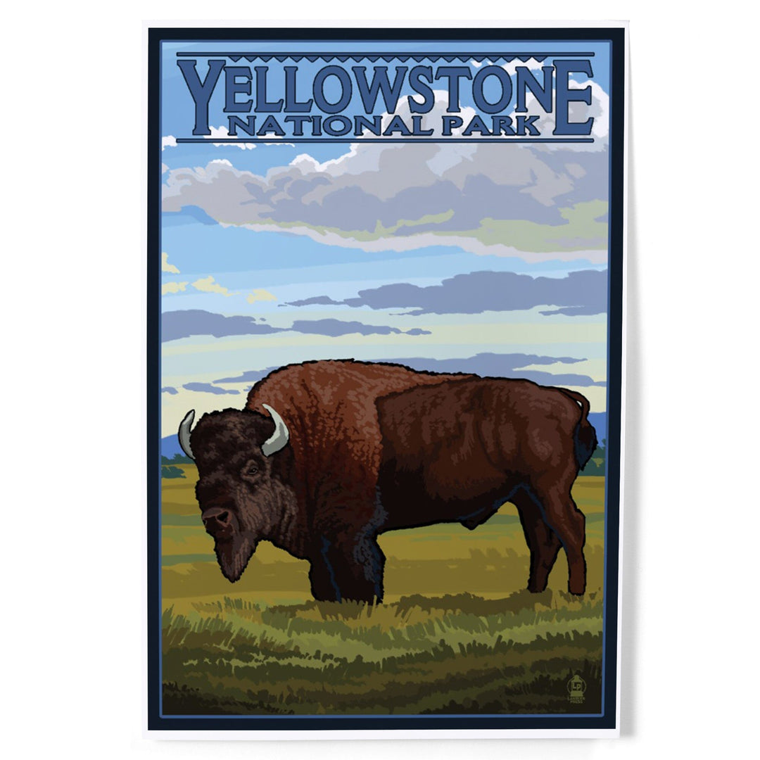 Yellowstone National Park, Wyoming, Bison in Field Scene, Art & Giclee Prints Art Lantern Press 