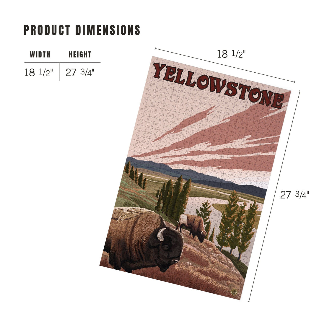 Yellowstone National Park, Wyoming, Bison Scene, Jigsaw Puzzle Puzzle Lantern Press 