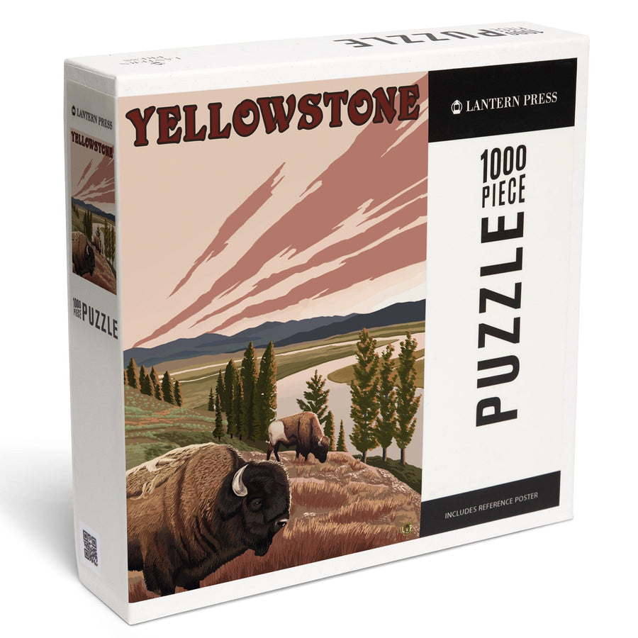 Yellowstone National Park, Wyoming, Bison Scene, Jigsaw Puzzle Puzzle Lantern Press 