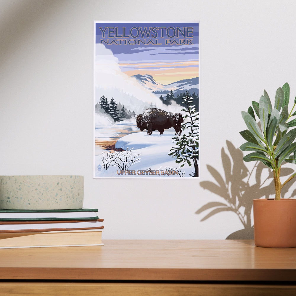 Yellowstone National Park, Wyoming, Bison Snow Scene, Art & Giclee Prints Art Lantern Press 