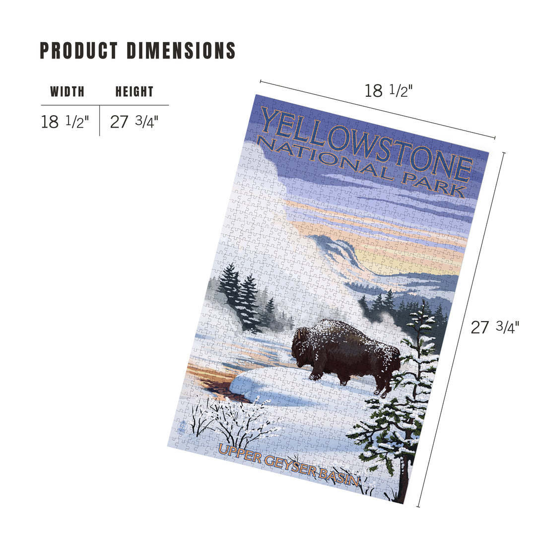 Yellowstone National Park, Wyoming, Bison Snow Scene, Jigsaw Puzzle Puzzle Lantern Press 