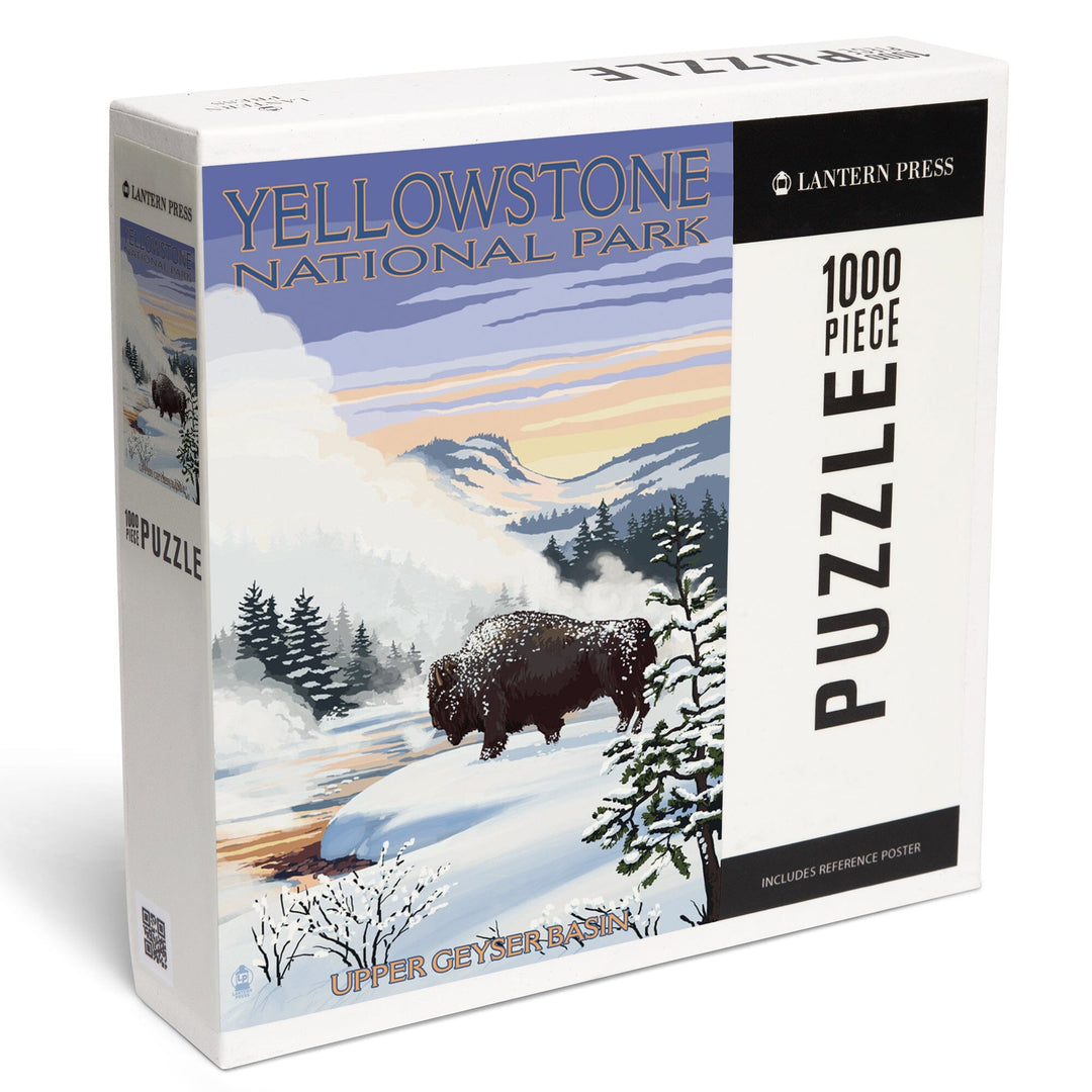 Yellowstone National Park, Wyoming, Bison Snow Scene, Jigsaw Puzzle Puzzle Lantern Press 
