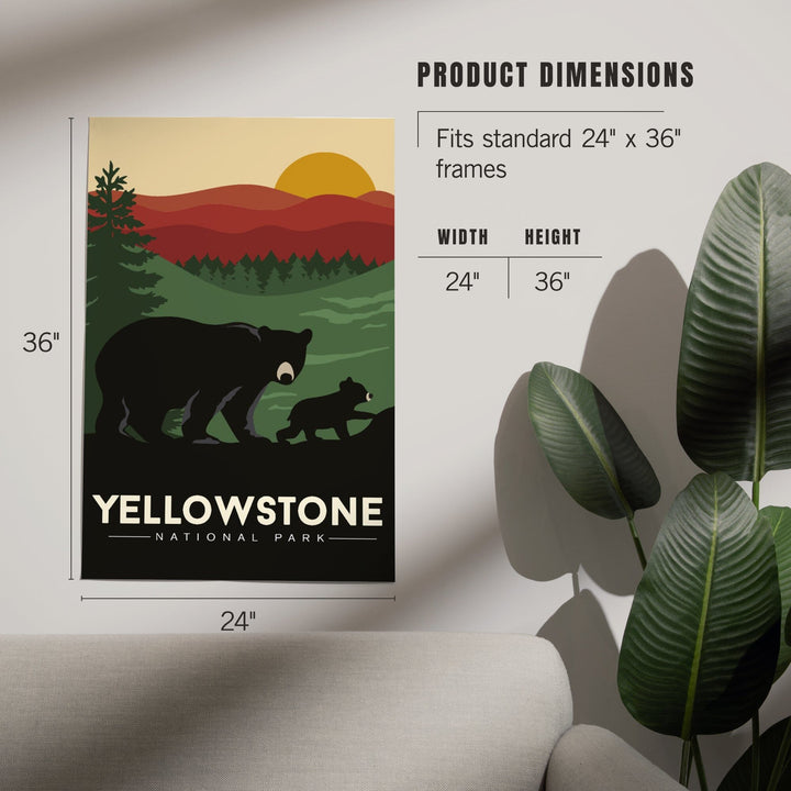 Yellowstone National Park, Wyoming, Black Bear and Cub, Art & Giclee Prints Art Lantern Press 