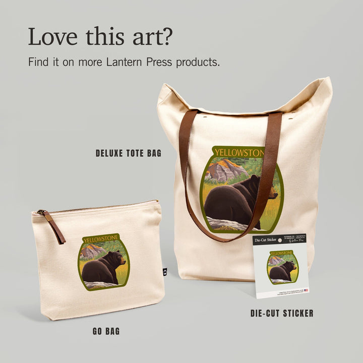 Yellowstone National Park, Wyoming, Black Bear in Forest,, Organic Cotton Zipper Pouch, Go Bag Go Bag Lantern Press 