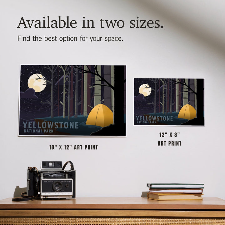 Yellowstone National Park, Wyoming, Camping by Cliffside, Pop Sky, Art & Giclee Prints Art Lantern Press 