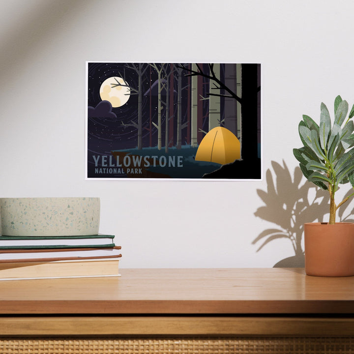 Yellowstone National Park, Wyoming, Camping by Cliffside, Pop Sky, Art & Giclee Prints Art Lantern Press 