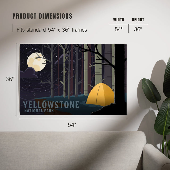Yellowstone National Park, Wyoming, Camping by Cliffside, Pop Sky, Art & Giclee Prints Art Lantern Press 