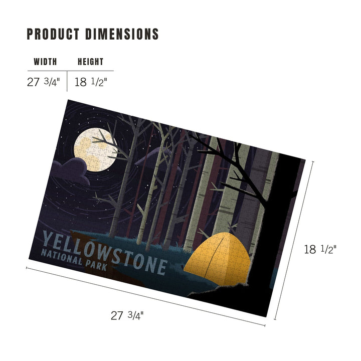 Yellowstone National Park, Wyoming, Camping by Cliffside, Pop Sky, Jigsaw Puzzle Puzzle Lantern Press 