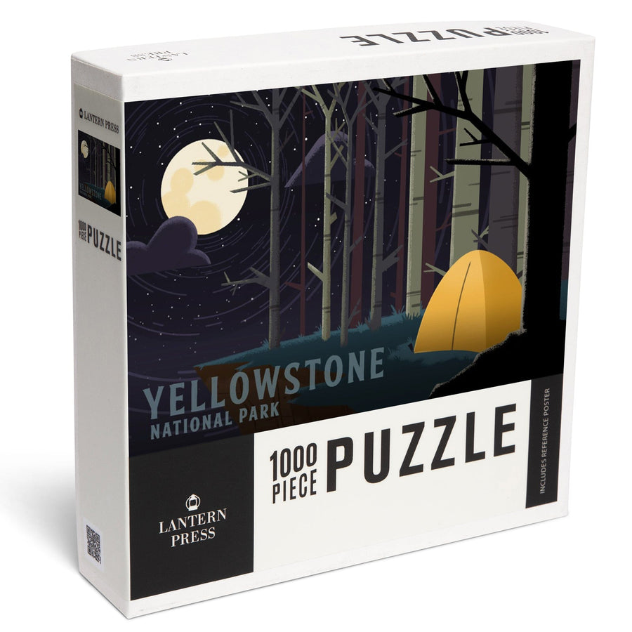 Yellowstone National Park, Wyoming, Camping by Cliffside, Pop Sky, Jigsaw Puzzle Puzzle Lantern Press 