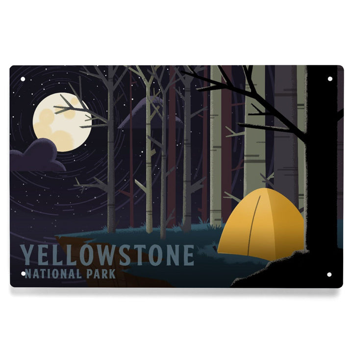 Yellowstone National Park, Wyoming, Camping by Cliffside, Pop Sky, Metal Signs Metal Lantern Press 