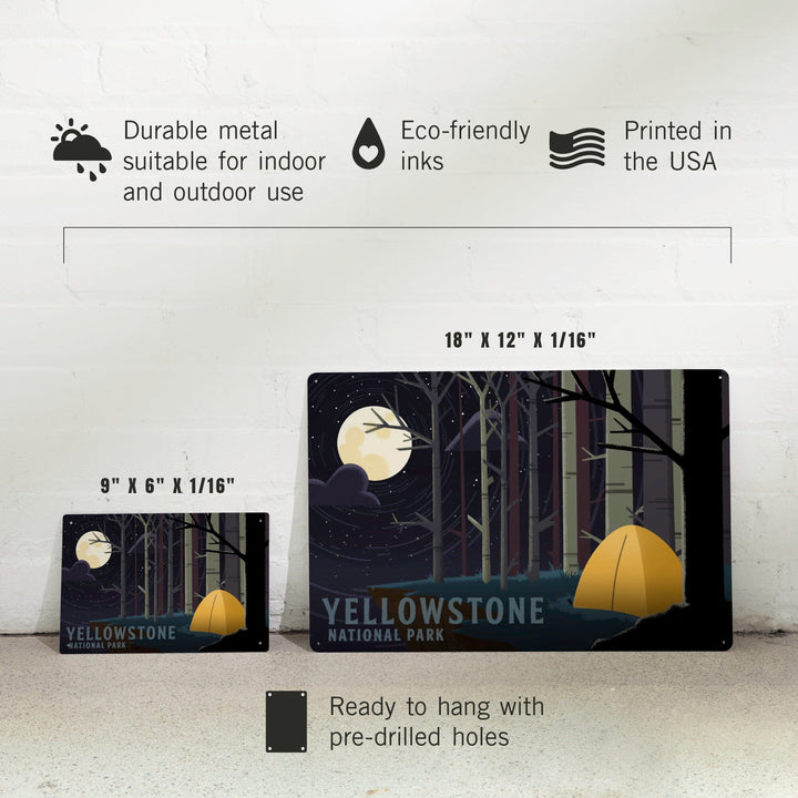 Yellowstone National Park, Wyoming, Camping by Cliffside, Pop Sky, Metal Signs Metal Lantern Press 