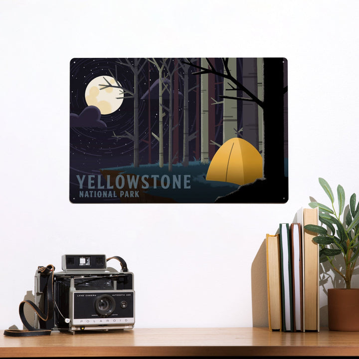 Yellowstone National Park, Wyoming, Camping by Cliffside, Pop Sky, Metal Signs Metal Lantern Press 