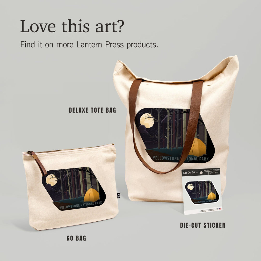 Yellowstone National Park, Wyoming, Camping by Cliffside, Pop Sky,, Organic Cotton Zipper Pouch, Go Bag Go Bag Lantern Press 