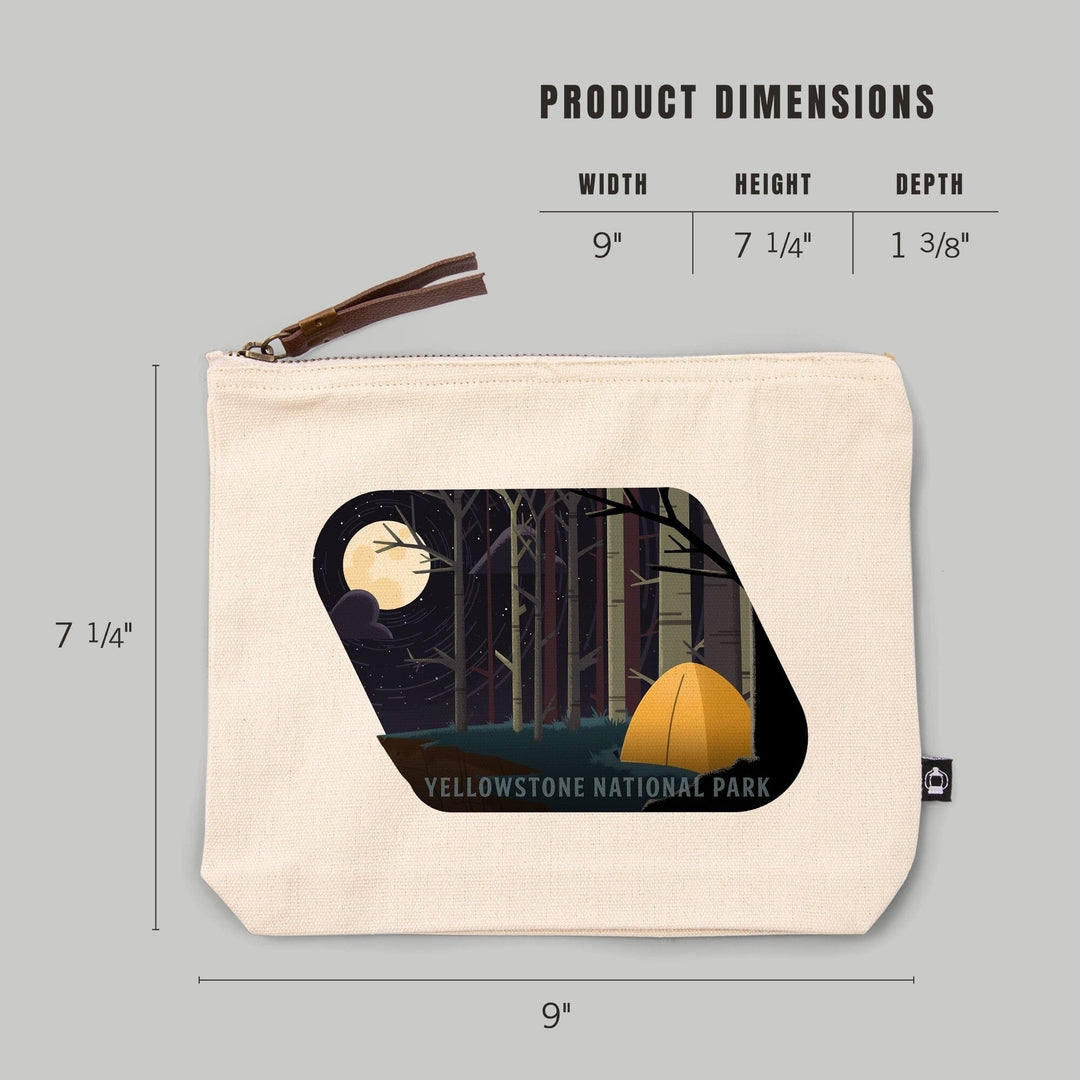 Yellowstone National Park, Wyoming, Camping by Cliffside, Pop Sky,, Organic Cotton Zipper Pouch, Go Bag Go Bag Lantern Press 