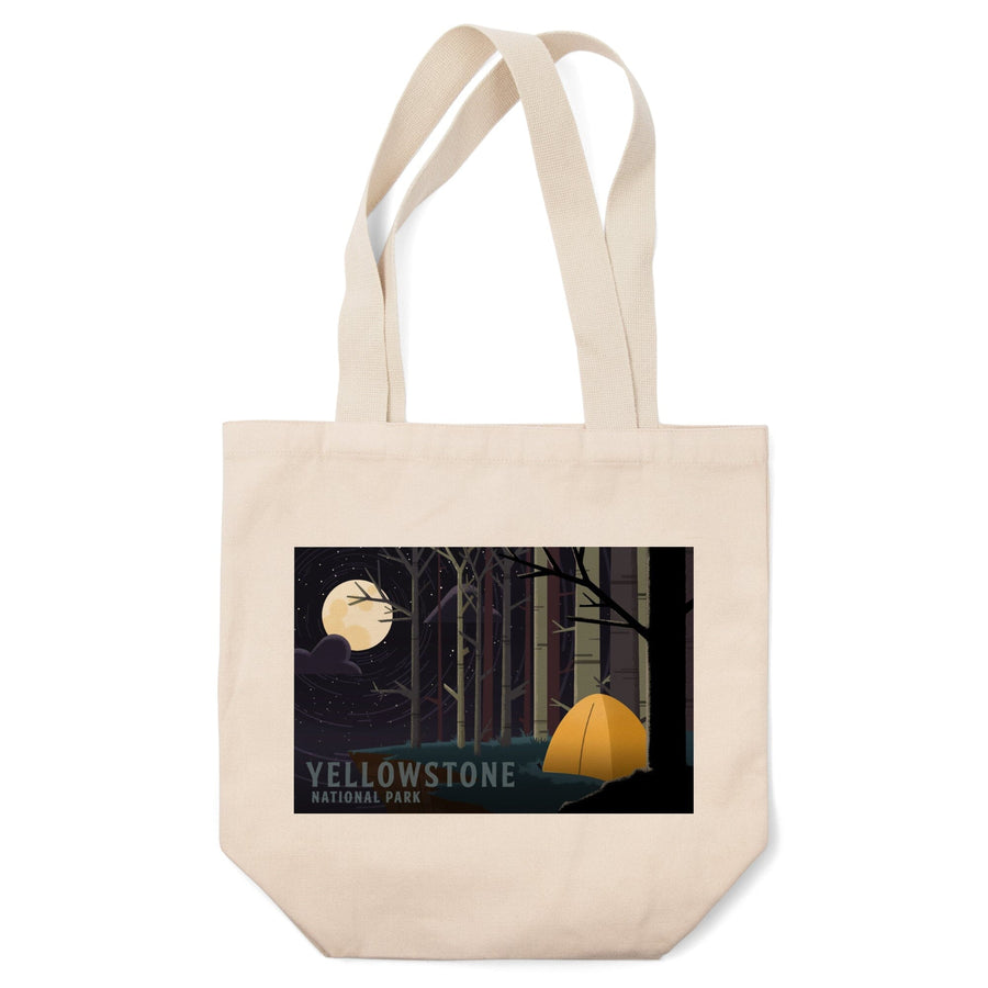 Yellowstone National Park, Wyoming, Camping by Cliffside, Pop Sky, Tote Bag Totes Lantern Press 