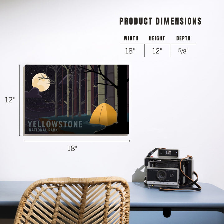 Yellowstone National Park, Wyoming, Camping by Cliffside, Pop Sky, Wood Signs and Postcards Wood Lantern Press 