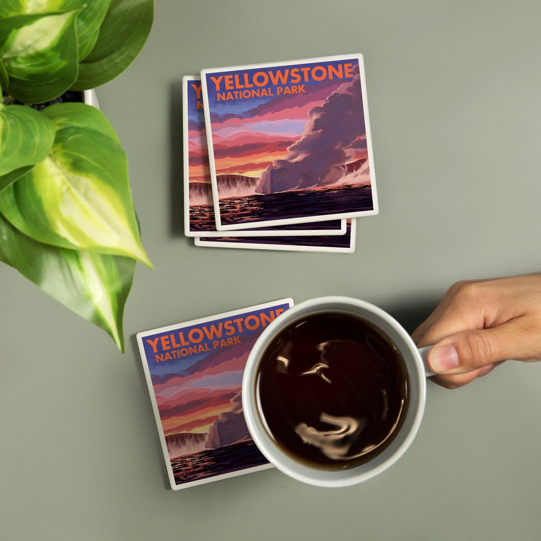 Yellowstone National Park, Wyoming, Clepsydra Geyser, Coasters Coasters Lantern Press 