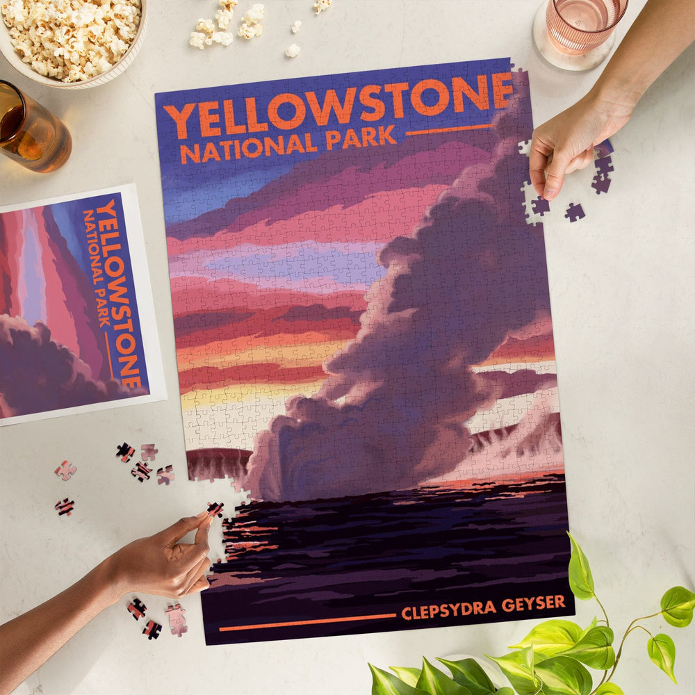 Yellowstone National Park, Wyoming, Clepsydra Geyser, Jigsaw Puzzle Puzzle Lantern Press 