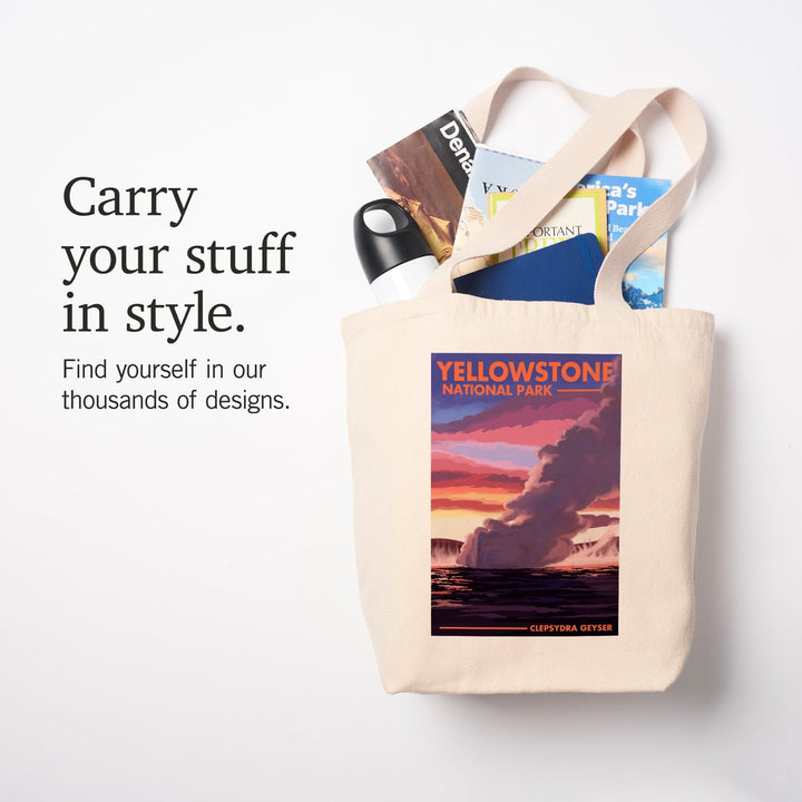 Yellowstone National Park, Wyoming, Clepsydra Geyser, Tote Bag Totes Lantern Press 