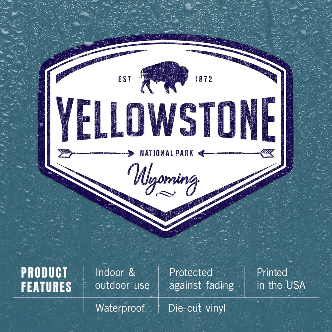 Yellowstone National Park, Wyoming, Contour, Vinyl Sticker Sticker Lantern Press 