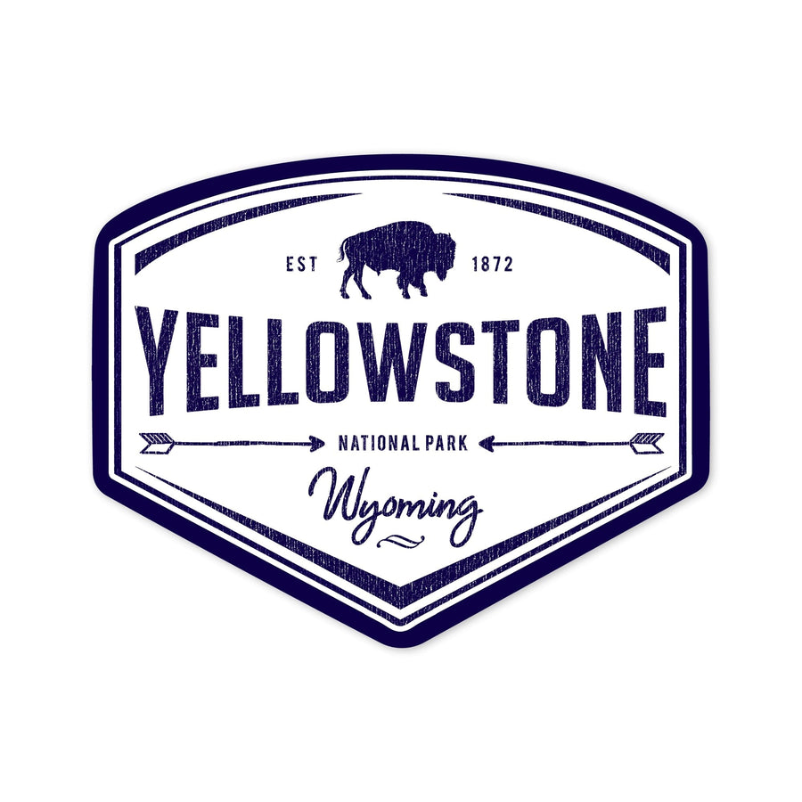 Yellowstone National Park, Wyoming, Contour, Vinyl Sticker Sticker Lantern Press 