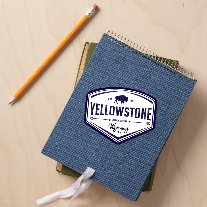 Yellowstone National Park, Wyoming, Contour, Vinyl Sticker Sticker Lantern Press 