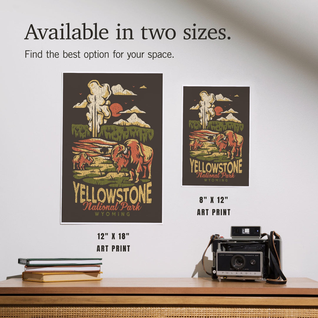 Yellowstone National Park, Wyoming, Distressed Mountain Scene, Art & Giclee Prints Art Lantern Press 