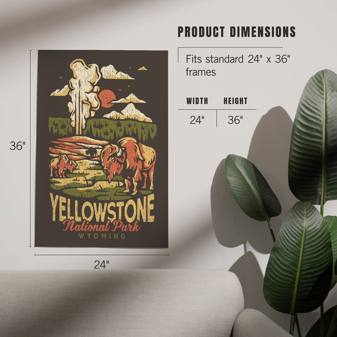 Yellowstone National Park, Wyoming, Distressed Mountain Scene, Art & Giclee Prints Art Lantern Press 