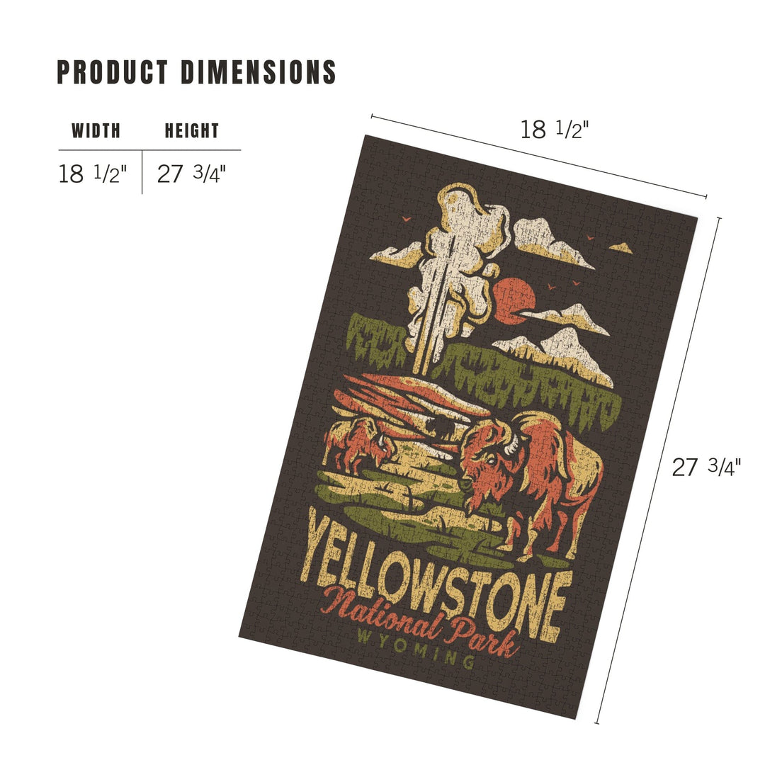 Yellowstone National Park, Wyoming, Distressed Mountain Scene, Jigsaw Puzzle Puzzle Lantern Press 