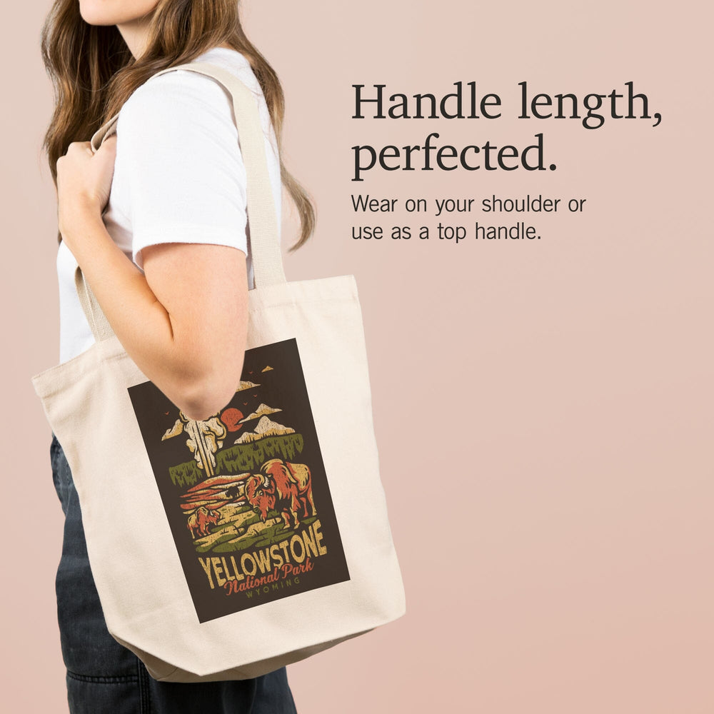 Yellowstone National Park, Wyoming, Distressed Mountain Scene, Tote Bag Totes Lantern Press 